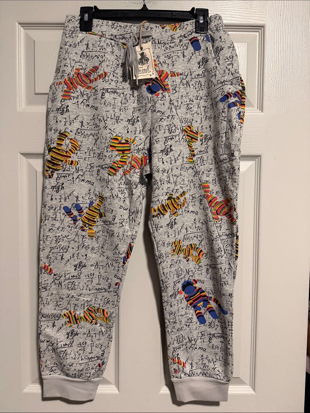 easel Gray Sweat Joggers with Multicolor Striped Animal Prints